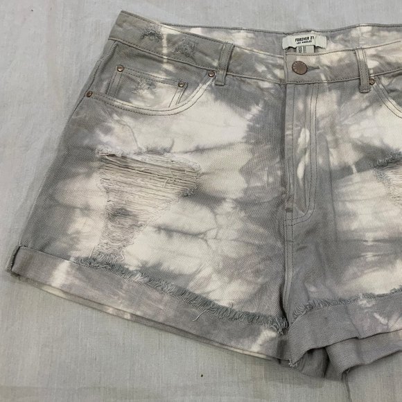 🌼 FOREVER 21 LOS ANGELES WOMENS DISTRESSED JEANS SHORTS SIZE 31 🌼 - Picture 2 of 7